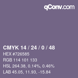 カラーコード: CMYK 14 / 24 / 0 / 48 | qconv.com