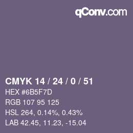カラーコード: CMYK 14 / 24 / 0 / 51 | qconv.com