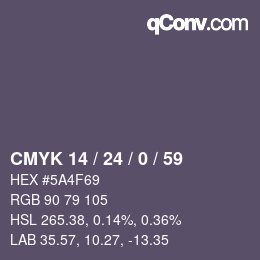 カラーコード: CMYK 14 / 24 / 0 / 59 | qconv.com