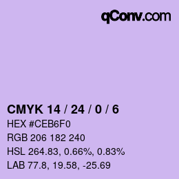 カラーコード: CMYK 14 / 24 / 0 / 6 | qconv.com