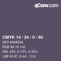 カラーコード: CMYK 14 / 24 / 0 / 60 | qconv.com