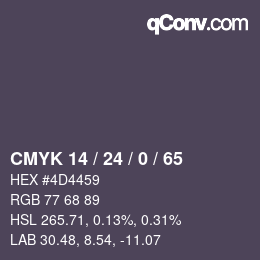 Color code: CMYK 14 / 24 / 0 / 65 | qconv.com