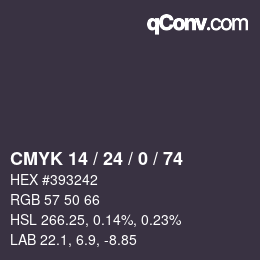 Color code: CMYK 14 / 24 / 0 / 74 | qconv.com