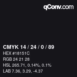 颜色代码: CMYK 14 / 24 / 0 / 89 | qconv.com