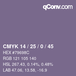 Farbcode: CMYK 14 / 25 / 0 / 45 | qconv.com