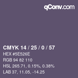 Color code: CMYK 14 / 25 / 0 / 57 | qconv.com