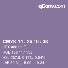 颜色代码: CMYK 14 / 26 / 0 / 38 | qconv.com