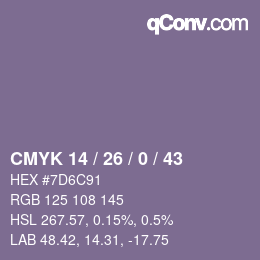 Color code: CMYK 14 / 26 / 0 / 43 | qconv.com