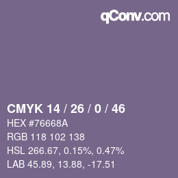 Color code: CMYK 14 / 26 / 0 / 46 | qconv.com