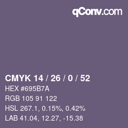 Color code: CMYK 14 / 26 / 0 / 52 | qconv.com