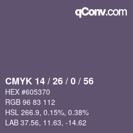 Color code: CMYK 14 / 26 / 0 / 56 | qconv.com