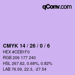 カラーコード: CMYK 14 / 26 / 0 / 6 | qconv.com