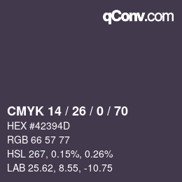Color code: CMYK 14 / 26 / 0 / 70 | qconv.com