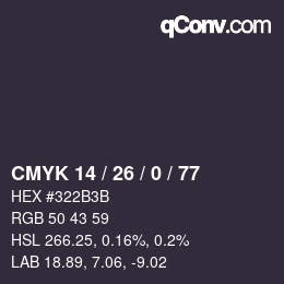 カラーコード: CMYK 14 / 26 / 0 / 77 | qconv.com