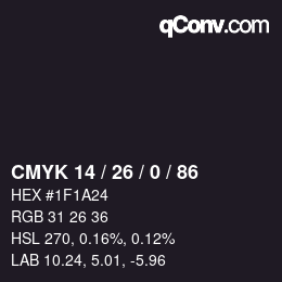 颜色代码: CMYK 14 / 26 / 0 / 86 | qconv.com