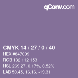 カラーコード: CMYK 14 / 27 / 0 / 40 | qconv.com