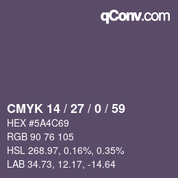 カラーコード: CMYK 14 / 27 / 0 / 59 | qconv.com