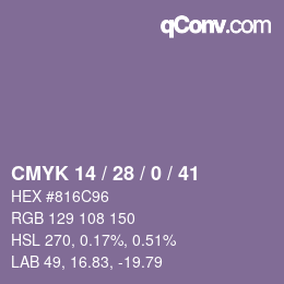 Código de color: CMYK 14 / 28 / 0 / 41 | qconv.com