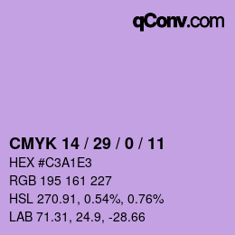 颜色代码: CMYK 14 / 29 / 0 / 11 | qconv.com