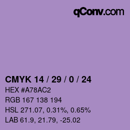 カラーコード: CMYK 14 / 29 / 0 / 24 | qconv.com