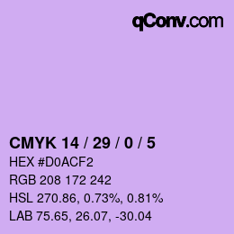 颜色代码: CMYK 14 / 29 / 0 / 5 | qconv.com