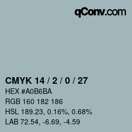 カラーコード: CMYK 14 / 2 / 0 / 27 | qconv.com