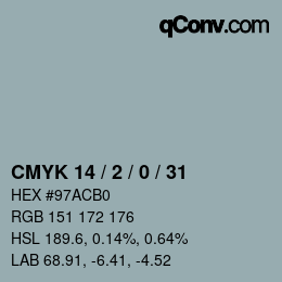 颜色代码: CMYK 14 / 2 / 0 / 31 | qconv.com