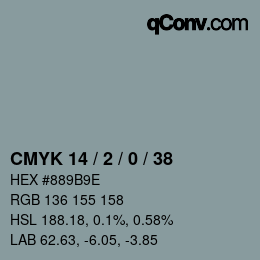 カラーコード: CMYK 14 / 2 / 0 / 38 | qconv.com