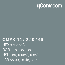 Code couleur: CMYK 14 / 2 / 0 / 46 | qconv.com
