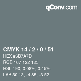 カラーコード: CMYK 14 / 2 / 0 / 51 | qconv.com