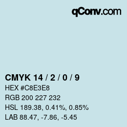 カラーコード: CMYK 14 / 2 / 0 / 9 | qconv.com