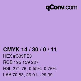 颜色代码: CMYK 14 / 30 / 0 / 11 | qconv.com