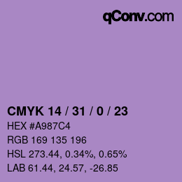 Color code: CMYK 14 / 31 / 0 / 23 | qconv.com