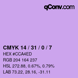 カラーコード: CMYK 14 / 31 / 0 / 7 | qconv.com