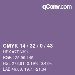 Color code: CMYK 14 / 32 / 0 / 43 | qconv.com