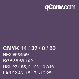 Farbcode: CMYK 14 / 32 / 0 / 60 | qconv.com