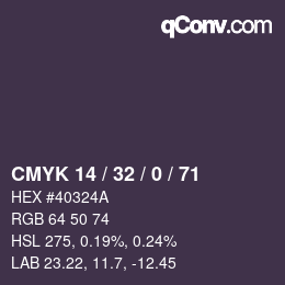 Color code: CMYK 14 / 32 / 0 / 71 | qconv.com