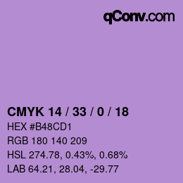 Color code: CMYK 14 / 33 / 0 / 18 | qconv.com