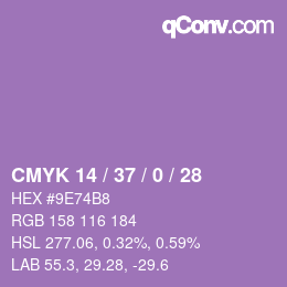 颜色代码: CMYK 14 / 37 / 0 / 28 | qconv.com