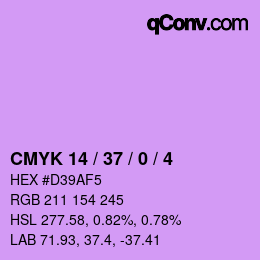 カラーコード: CMYK 14 / 37 / 0 / 4 | qconv.com