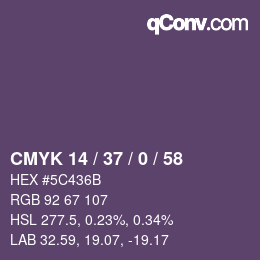 カラーコード: CMYK 14 / 37 / 0 / 58 | qconv.com