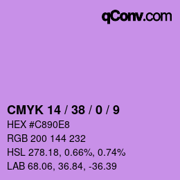 カラーコード: CMYK 14 / 38 / 0 / 9 | qconv.com