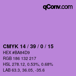 カラーコード: CMYK 14 / 39 / 0 / 15 | qconv.com