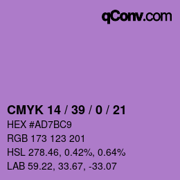 カラーコード: CMYK 14 / 39 / 0 / 21 | qconv.com