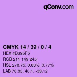 カラーコード: CMYK 14 / 39 / 0 / 4 | qconv.com