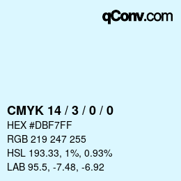 カラーコード: CMYK 14 / 3 / 0 / 0 | qconv.com