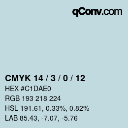 颜色代码: CMYK 14 / 3 / 0 / 12 | qconv.com