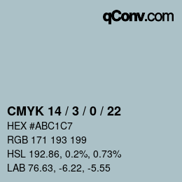 颜色代码: CMYK 14 / 3 / 0 / 22 | qconv.com
