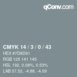 颜色代码: CMYK 14 / 3 / 0 / 43 | qconv.com