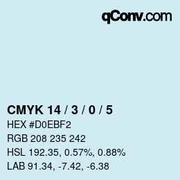 カラーコード: CMYK 14 / 3 / 0 / 5 | qconv.com